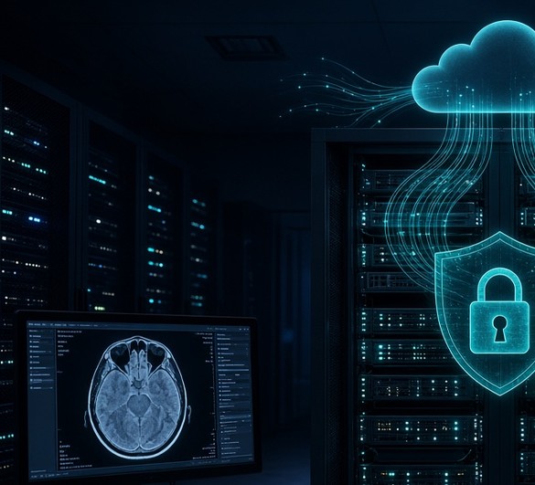 Encrypted radiology data moving from hospital servers to the cloud